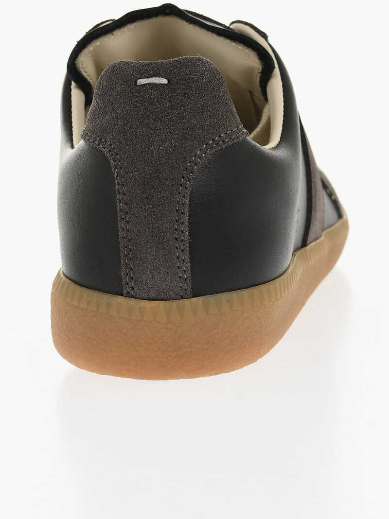 Sneakers Maison Margiela Mm22 Leather Low Top Sneakers With Suede Trims Brown Femei (BM 18951535) 2