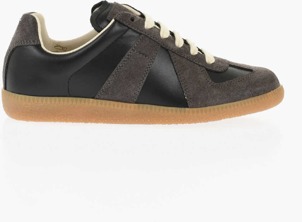 Sneakers Maison Margiela Mm22 Leather Low Top Sneakers With Suede Trims Brown Femei (BM 18951535) 3