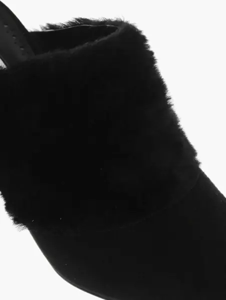 Saboti Manolo Blahnik Suede Pelos Mules With Eco-Fur Detail 10Cm Black Femei (BM 18951550) 4