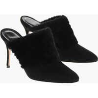Saboti Suede Pelos Mules With Eco-Fur Detail 10Cm Femei