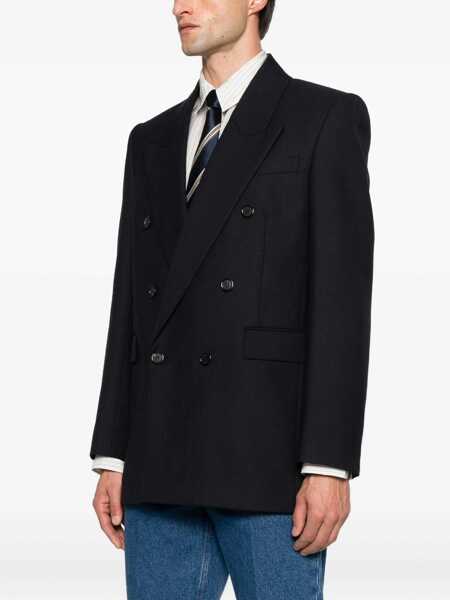Sacouri office Saint Laurent Double-Breasted Wool Jacket BLUE Barbati (BM 18951664) 3