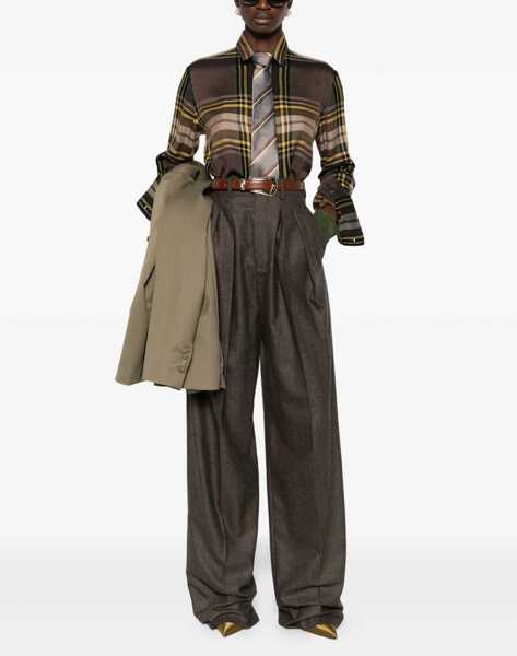 Pantaloni casual Saint Laurent Wool Wide Leg Pants BROWN Femei (BM 18951790) 2