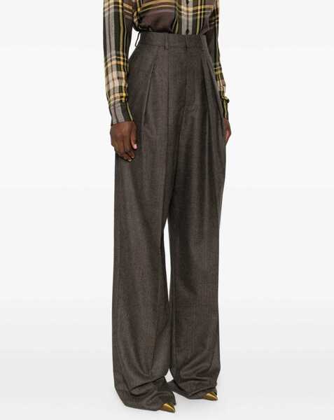 Pantaloni casual Saint Laurent Wool Wide Leg Pants BROWN Femei (BM 18951790) 3