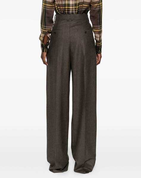 Pantaloni casual Saint Laurent Wool Wide Leg Pants BROWN Femei (BM 18951790) 4