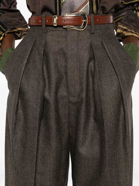 Pantaloni casual Saint Laurent Wool Wide Leg Pants BROWN Femei (BM 18951790) 5