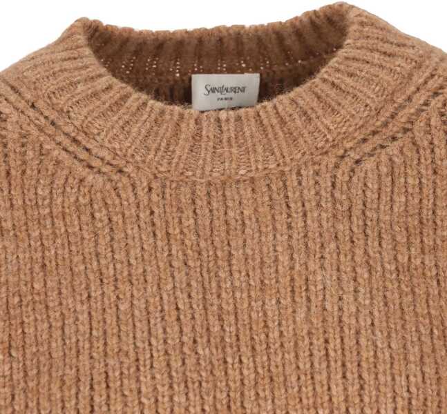 Pulovere casual Saint Laurent Thick Knit Pullover BEIGE Femei (BM 18951916) 4