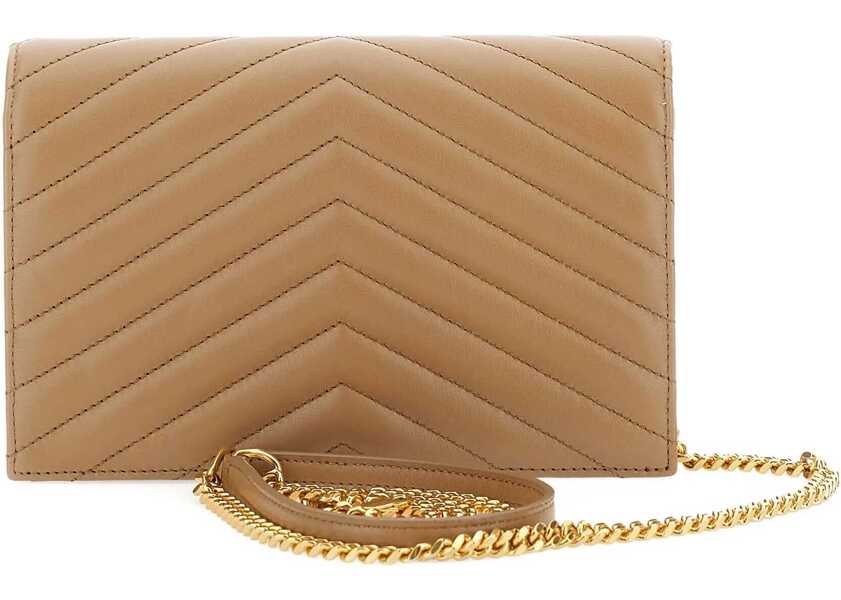 Portofele Saint Laurent Envelope Cassandre Wallet With Chain BEIGE Femei (BM 18952009) 2