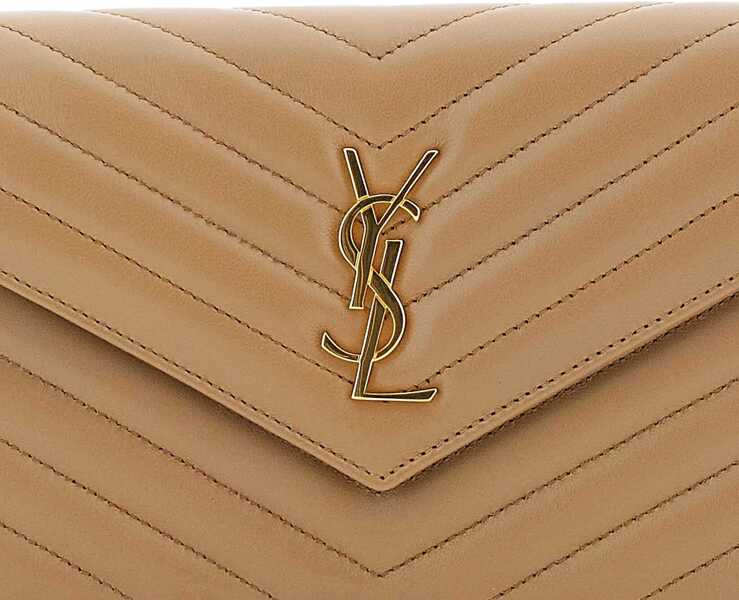 Portofele Saint Laurent Envelope Cassandre Wallet With Chain BEIGE Femei (BM 18952009) 3