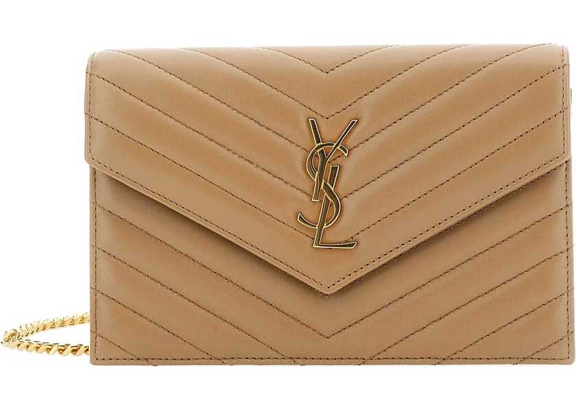 Portofele Saint Laurent Envelope Cassandre Wallet With Chain BEIGE Femei (BM 18952009) 1