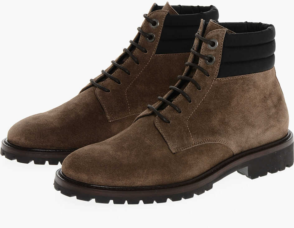 Ghete Moorer Suede Cannicci Lace-Up Booties With Carrion Sole Beige Barbati (BM 18952399) 1