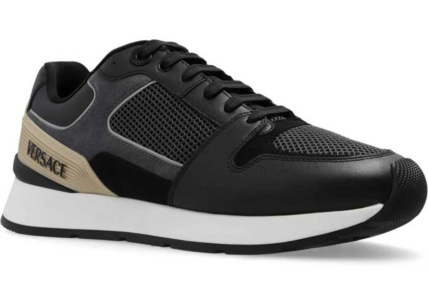 Sneakers Versace Leather Lace-Up Sneakers With Breathable Inserts Black Barbati (BM 18952420) 4
