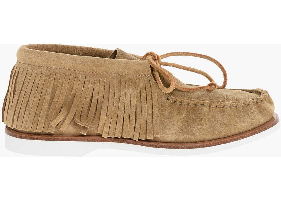 Mocasini PIERRE HARDY Suede Tahoe Loafers With Fringed Detail Beige Femei (BM 18952423) 3