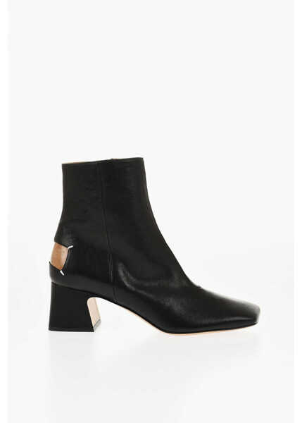 Botine Maison Margiela Mm22 Leather Ankle Boots With Squared Toe And Zip Closure He Black Femei (BM 18952426) 3