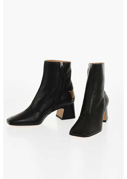 Botine Maison Margiela Mm22 Leather Ankle Boots With Squared Toe And Zip Closure He Black Femei (BM 18952426) 1