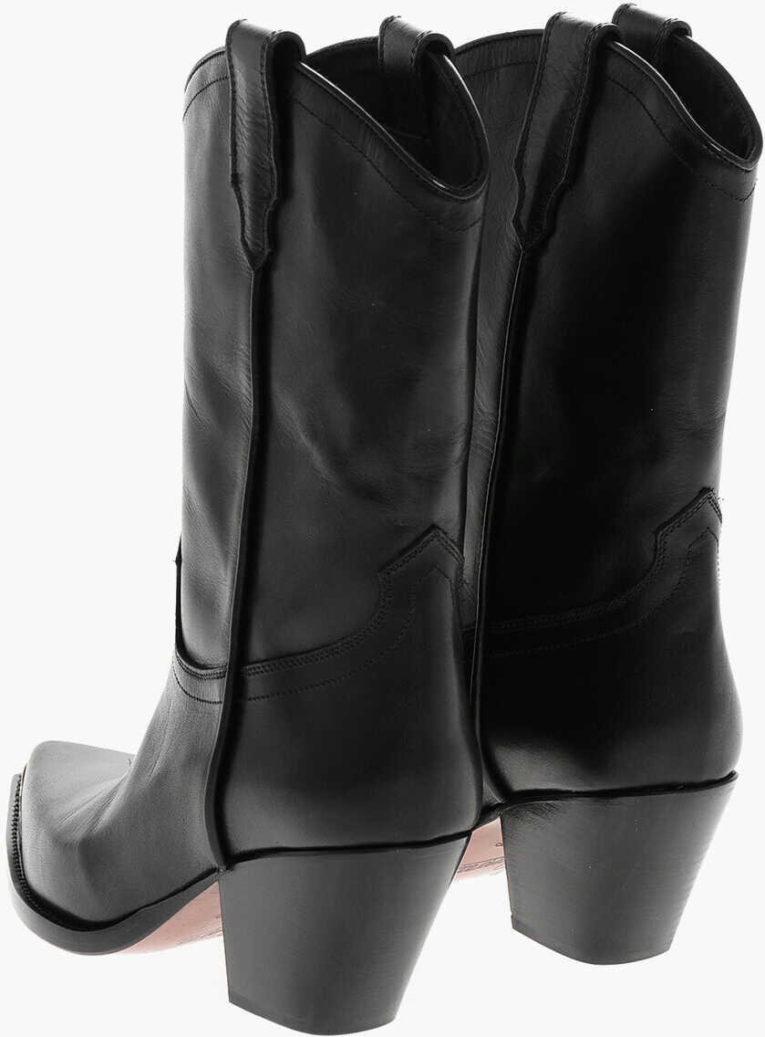 Botine SONORA Point Toe Clara Leather Western Booties 7Cm Black Femei (BM 18952429) 2