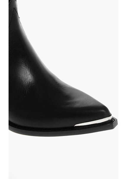 Botine SONORA Point Toe Clara Leather Western Booties 7Cm Black Femei (BM 18952429) 4