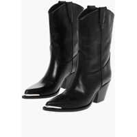 Botine Point Toe Clara Leather Western Booties 7Cm Femei