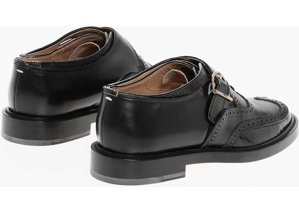 Pantofi Oxford Maison Margiela Mm22 Vintage Effect Leather Tabi Oxford Shoes With Silver-To Black Barbati (BM 18952435) 2