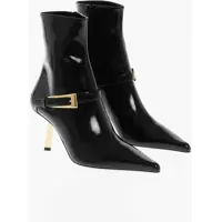 Botine Brushed Leather Booties With Strap 8Cm Femei