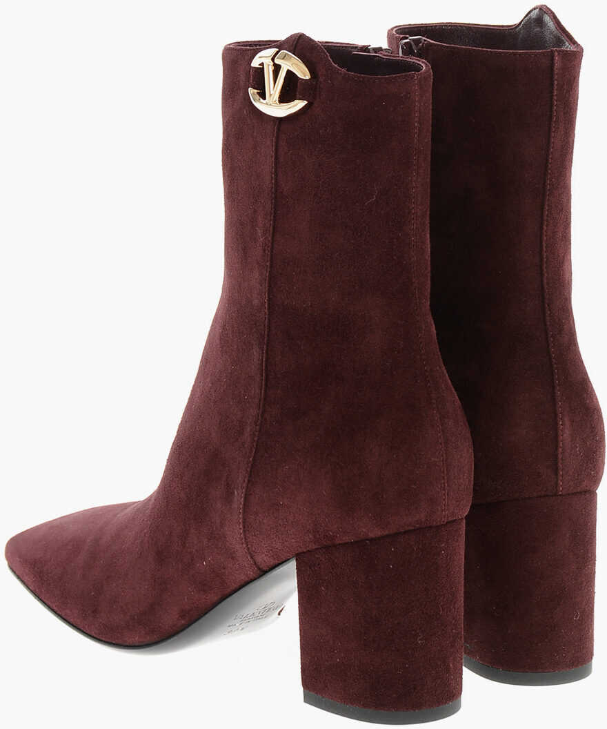 Botine Valentino Garavani Squared Toe Suede Booties 7Cm Burgundy Femei (BM 18952456) 2