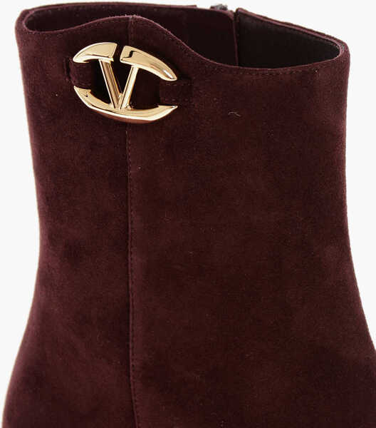 Botine Valentino Garavani Squared Toe Suede Booties 7Cm Burgundy Femei (BM 18952456) 4