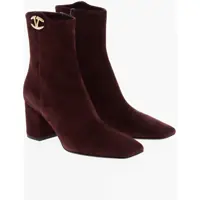 Botine Squared Toe Suede Booties 7Cm Femei