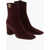 Valentino Garavani Squared Toe Suede Booties 7Cm Burgundy