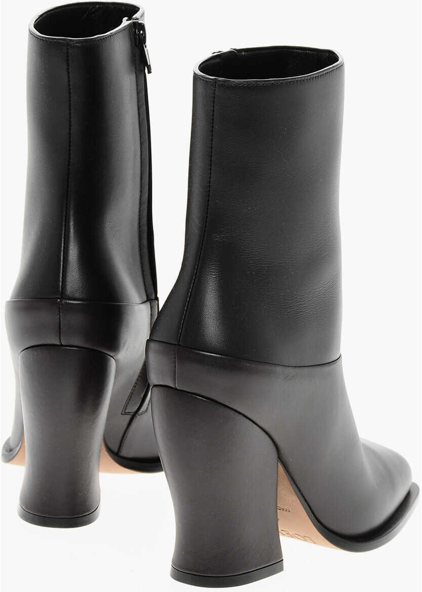 Botine Loewe Leather Western Booties With Covered Heel 10Cm Black Femei (BM 18952462) 2