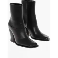 Botine Leather Western Booties With Covered Heel 10Cm Femei