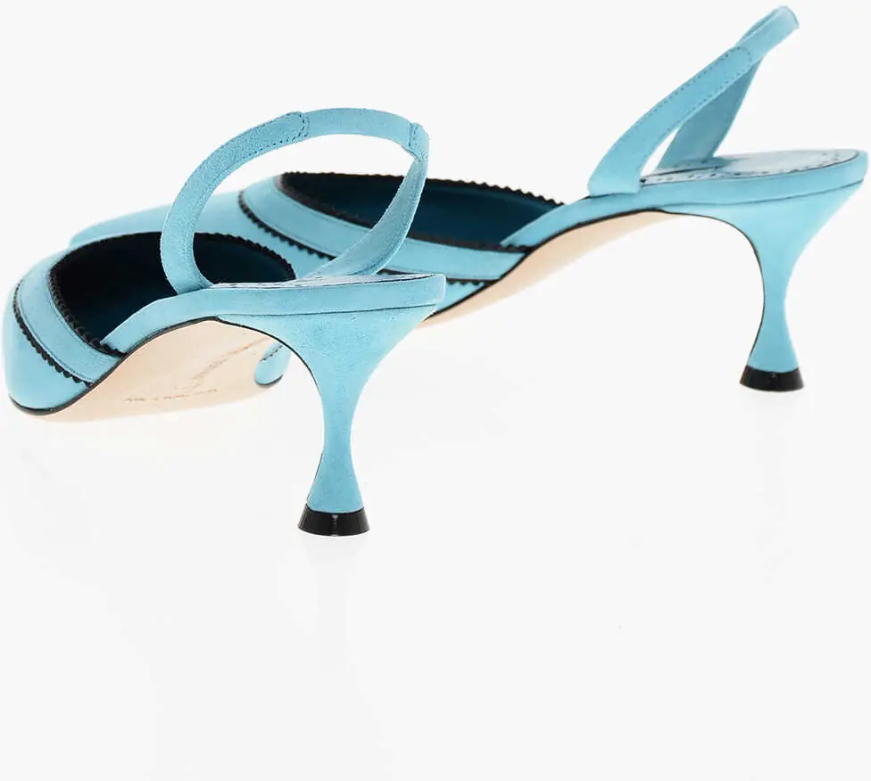 Pantofi stiletto Manolo Blahnik Suede Brontiasli Slingbacks With Spool Heel 6Cm Light Blue Femei (BM 18952465) 2