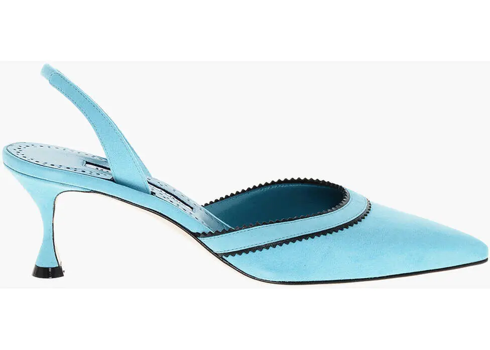 Pantofi stiletto Manolo Blahnik Suede Brontiasli Slingbacks With Spool Heel 6Cm Light Blue Femei (BM 18952465) 3
