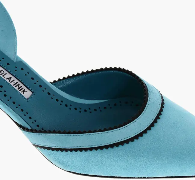 Pantofi stiletto Manolo Blahnik Suede Brontiasli Slingbacks With Spool Heel 6Cm Light Blue Femei (BM 18952465) 4