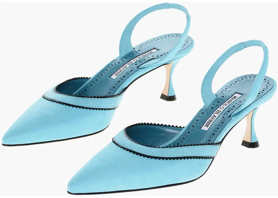Pantofi stiletto Manolo Blahnik Suede Brontiasli Slingbacks With Spool Heel 6Cm Light Blue Femei (BM 18952465) 1