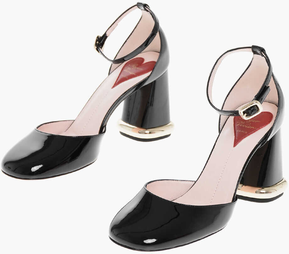 Pantofi stiletto Roger Vivier Patent Leather Pumps With Ankle Strap And Statement Heel 9Cm Black Femei (BM 18952474) 1
