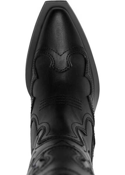 Botine Ganni Eco-Leather Western Booties With Embroideries 4Cm Black Femei (BM 18952480) 4