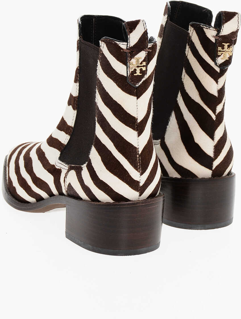 Botine Tory Burch Pony Hair Chelsea Booties With Zebra Pattern 5Cm Brown Femei (BM 18952483) 2