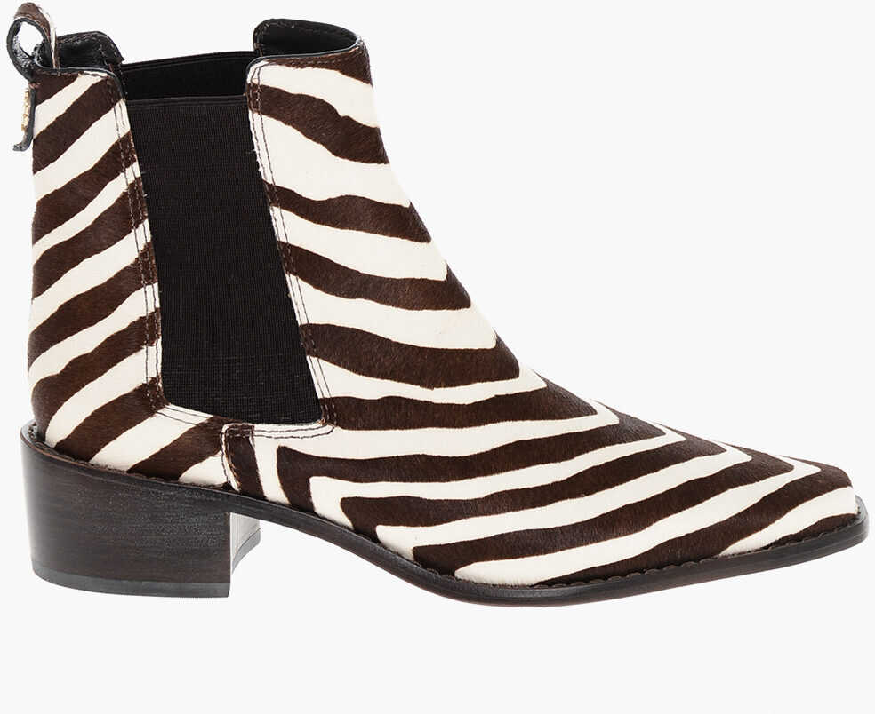 Botine Tory Burch Pony Hair Chelsea Booties With Zebra Pattern 5Cm Brown Femei (BM 18952483) 3