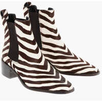 Botine Pony Hair Chelsea Booties With Zebra Pattern 5Cm Femei