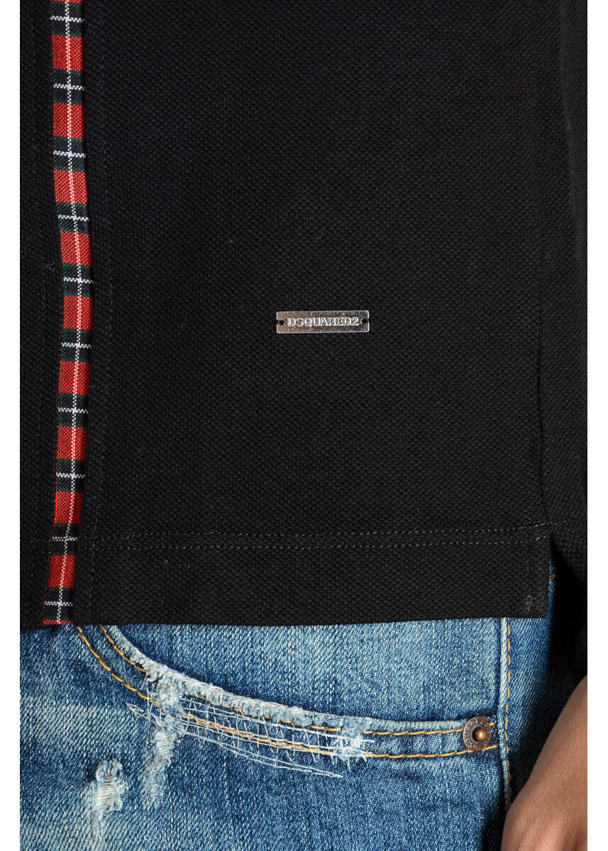 Tricouri Polo DSQUARED2 Embroidery Cotton Polo Black Barbati (BM 18952486) 4