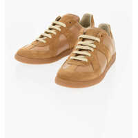 Sneakers Mm22 Leather Low Top Sneakers With Suede Trims Femei