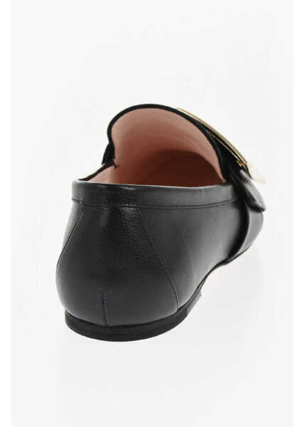 Mocasini Roger Vivier Textured Leather Loafers With Iconic Buckle Black Femei (BM 18952507) 2