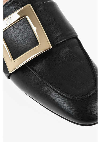 Mocasini Roger Vivier Textured Leather Loafers With Iconic Buckle Black Femei (BM 18952507) 4