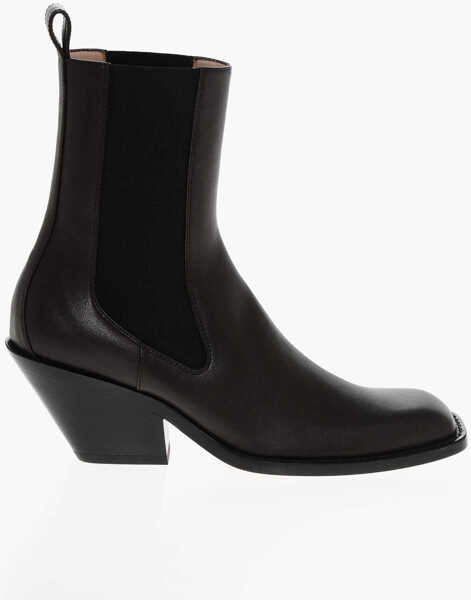 Botine Khaite Leather Austin Western Booties With Elastic Inserts 7Cm Brown Femei (BM 18952510) 3