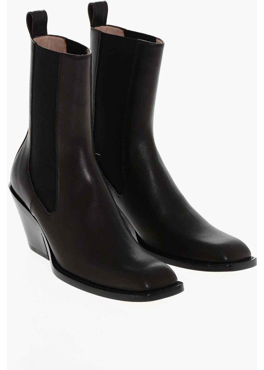 Botine Khaite Leather Austin Western Booties With Elastic Inserts 7Cm Brown Femei (BM 18952510) 1