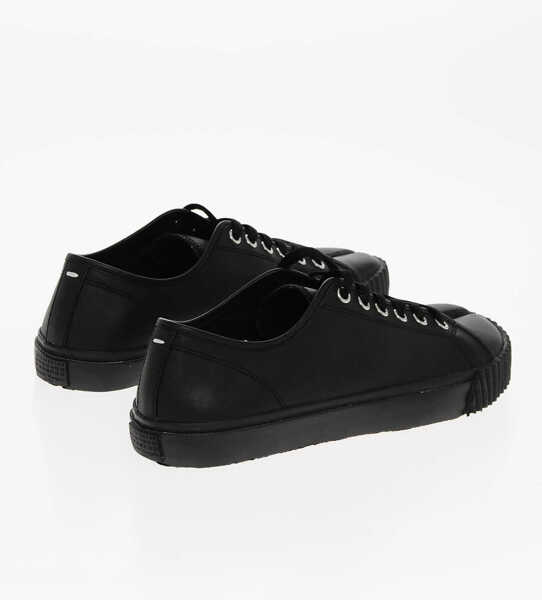 Sneakers Maison Margiela Mm22 Solid Color Leather Tabi Low Top Sneakers Black Barbati (BM 18952588) 2