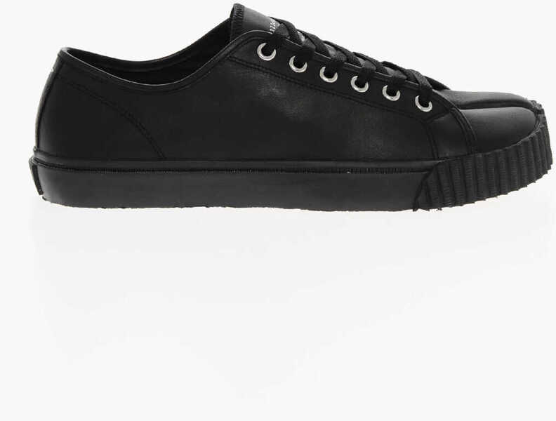 Sneakers Maison Margiela Mm22 Solid Color Leather Tabi Low Top Sneakers Black Barbati (BM 18952588) 3
