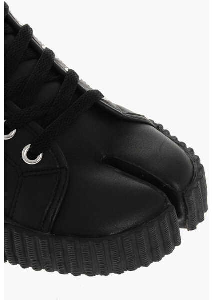 Sneakers Maison Margiela Mm22 Solid Color Leather Tabi Low Top Sneakers Black Barbati (BM 18952588) 4