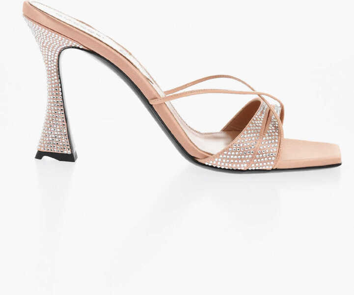 Saboti DACCORI Satin Lust Mules With Rhinestones 9Cm Pink Femei (BM 18952591) 3