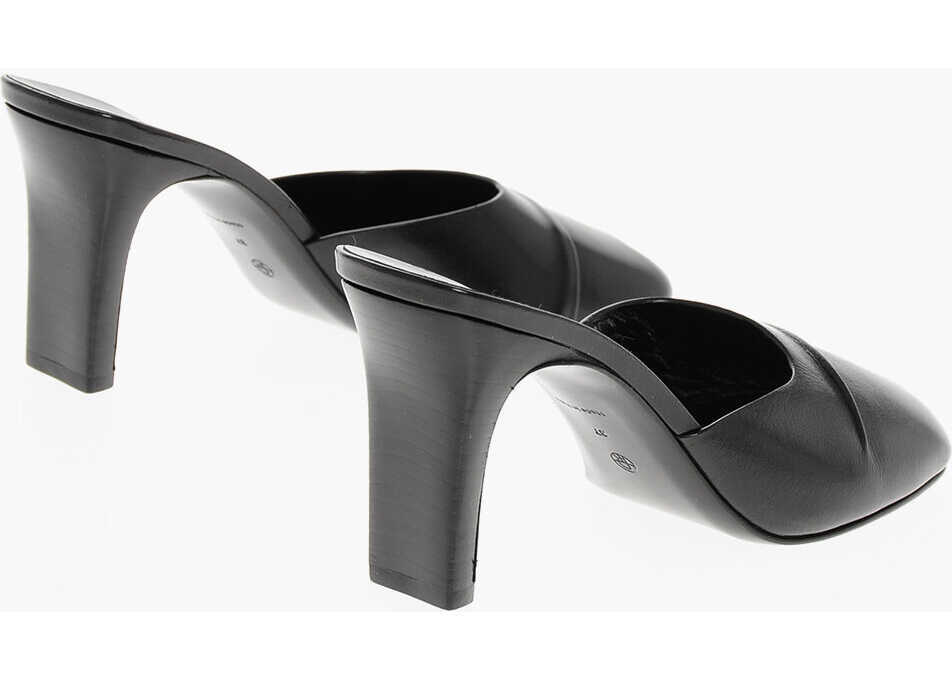 Saboti THE ROW Open Toe Milla Leather Mules 8Cm Black Femei (BM 18952627) 2