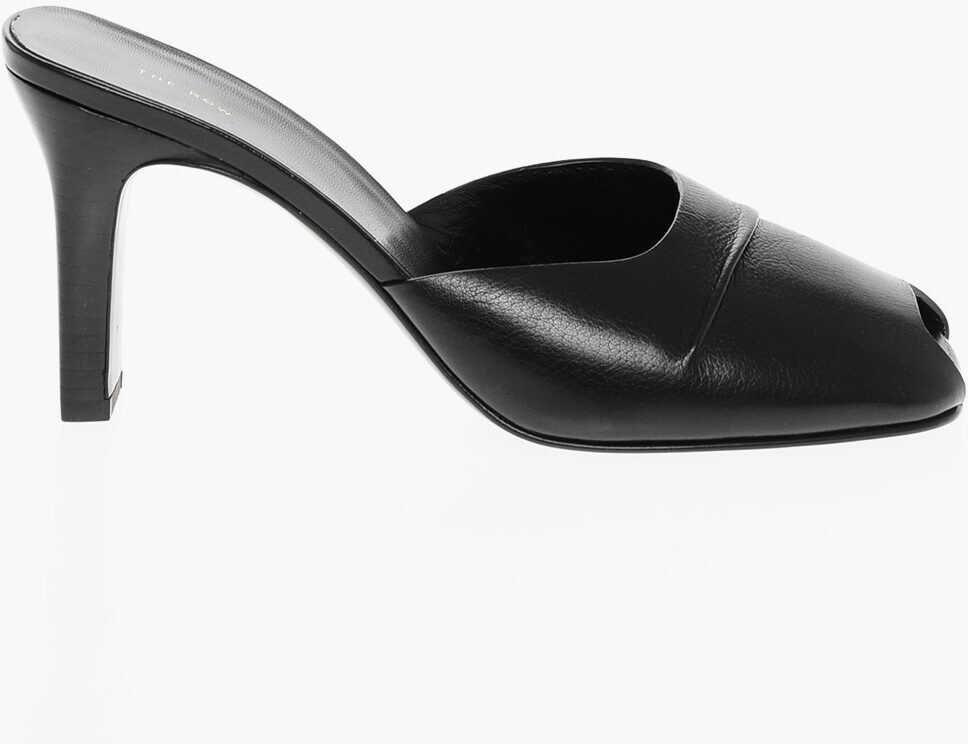 Saboti THE ROW Open Toe Milla Leather Mules 8Cm Black Femei (BM 18952627) 3